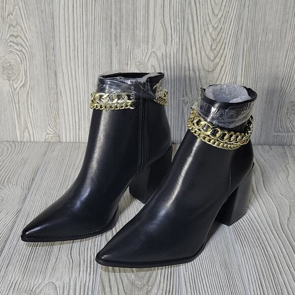 Steve Madden Perlina Black Leather Chain Ankle Boots, NWT, NIB, Size 8.5 - Picture 10 of 15